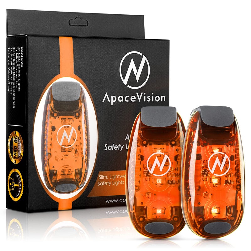 Apace Vision ضوء أمان LED (عبوة 2) - أضواء ستروب/جري قابلة للتثبيت للعدائين، الكلاب، الدراجات، المشي، القوارب، الكاياك، عربات الأطفال والمزيد - ملحقات عالية الوضوح لمعداتك العاكسة، الدراجة - Image 1